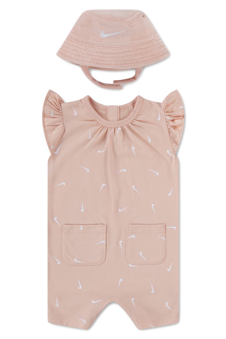Essentials Romper & Terry Cloth Bucket Hat, Main, color, ARCTIC ORANGE