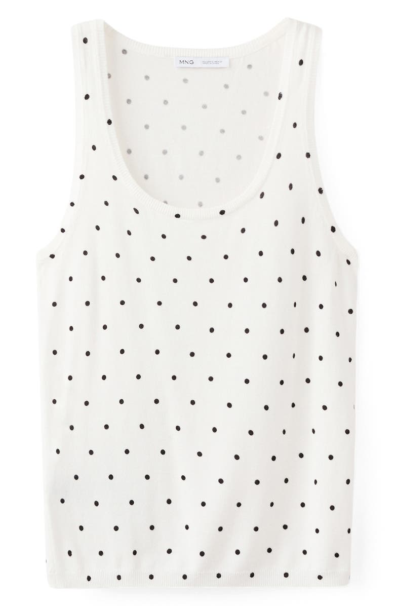MANGO Polka Dot Knit Top, Main, color, Off White