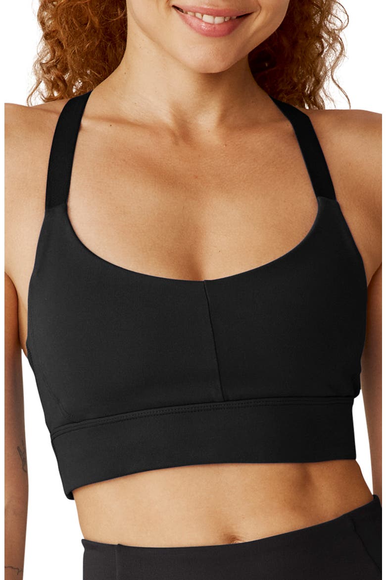 Powerbeyond Strive Longline Sports Bra, Main, color, BLACK