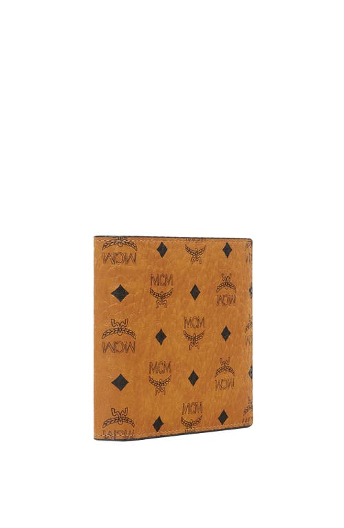 Mcm Canvas Bifold Wallet Visetos Print In Cognac