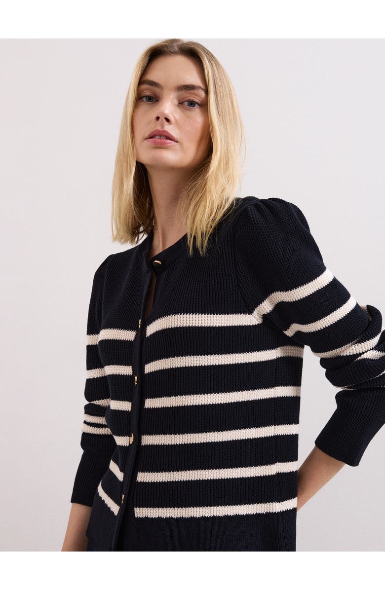 Phase Eight Grace Button-Front Round Neck Cardigan, Alternate, color, Navy/Ivory