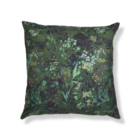 Green Garden Floral Cotton Decorative Throw Pillow Square