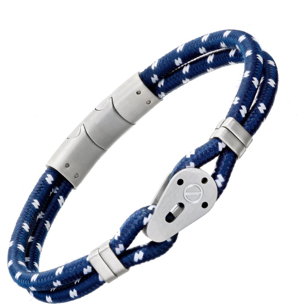 Link Up Sailing Pulley Nylon Cord Brushed Stainless Steel Detail In Blue