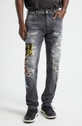 AMIRI Varsity Patch Rip & Repair Skinny Jeans