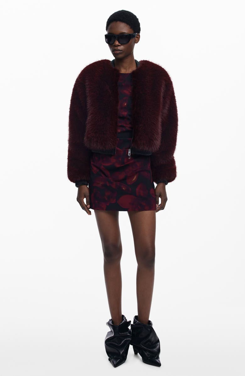 Desigual Ruched Sleeveless Minidress, Alternate, color, Dark Red