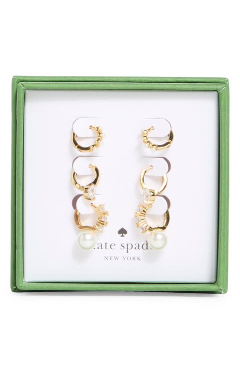 set of 3 assorted mini hoop earrings