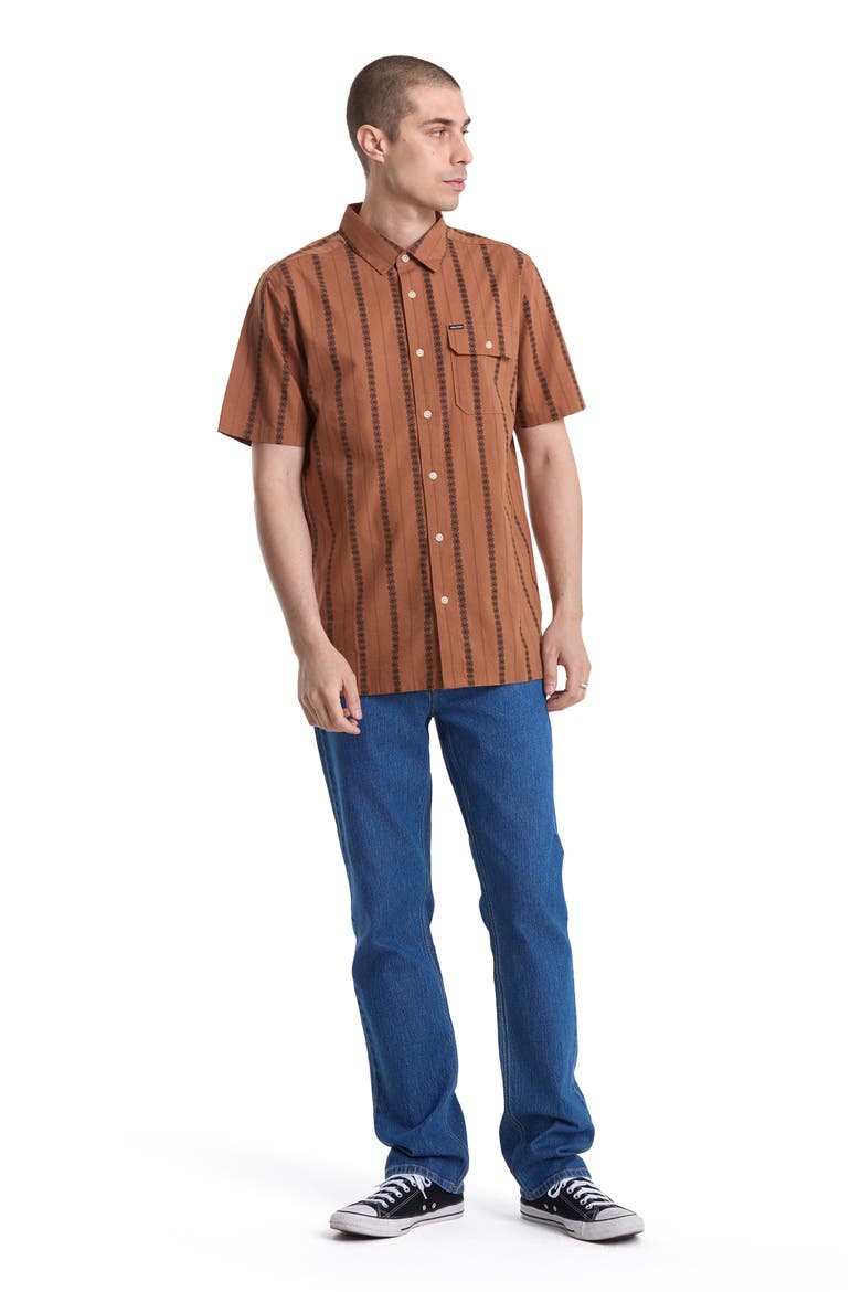 Whitworth Stripe Short Sleeve Button-Up Shirt, Alternate, color, RAWHIDE