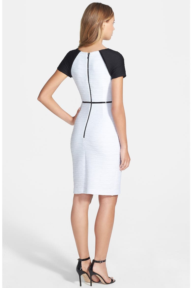 Nue by Shari Colorblock Ottoman Knit Sheath Dress, Alternate, color, BLACK/ WHITE