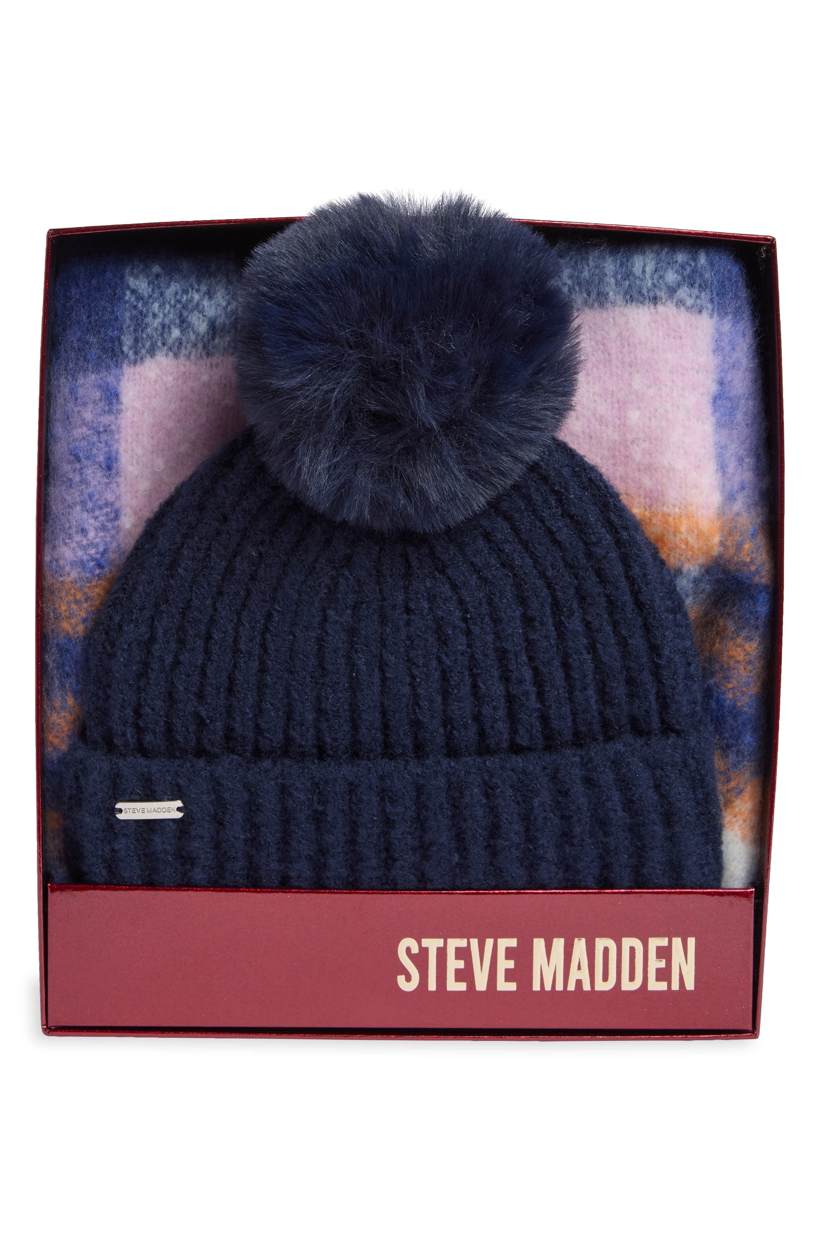 Faux Fur Pom Beanie & Scarf Set
