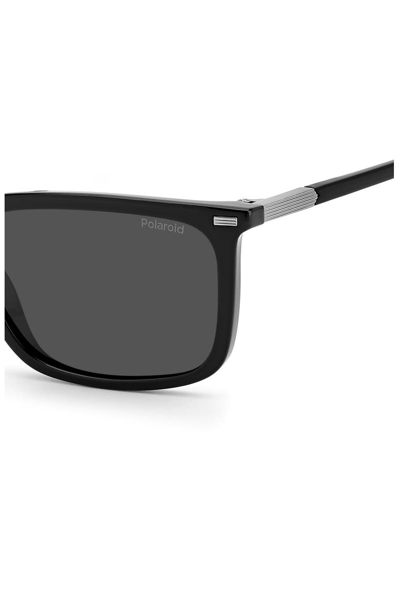 55mm Polarized Rectangular Sunglasses, Alternate, color, BLACK / GRAY POLAR