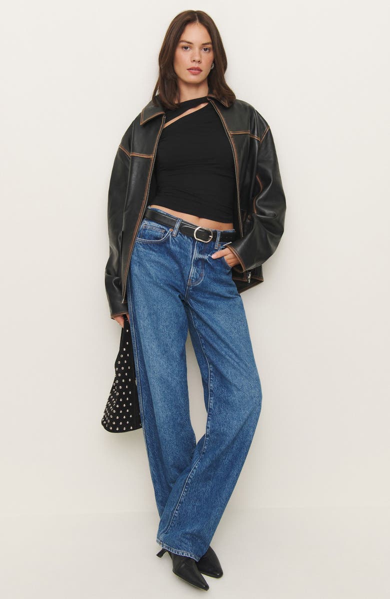 Reformation Else Cutout Cap Sleeve Top, Alternate, color, Black