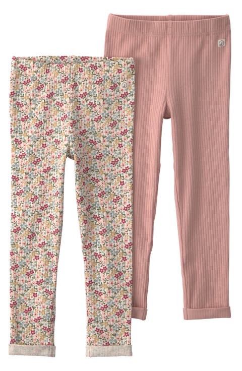 Kids' Set of 2 Assorted Stretch Organic Cotton Leggings