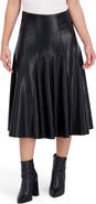 Ookie & Lala Supersoft Faux Leather Flounce Midi Skirt