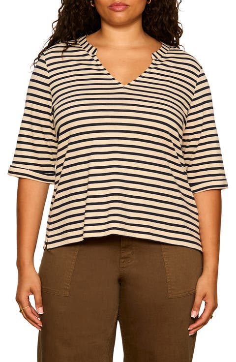 Dolce Stripe Notch Top
