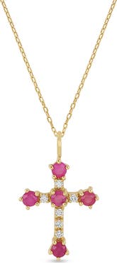 Bony Levy 18K Gold El Mar Gemstone & Diamond Cross Pendant Necklace (Online Trunk Show)