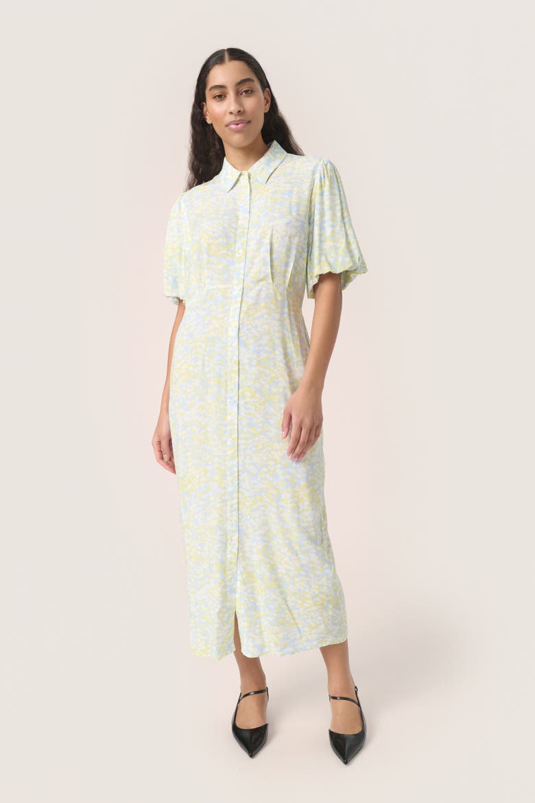 Wynter Midi Half Sleeve Shirt Dress, Main, color, Skyway Dizzy Print