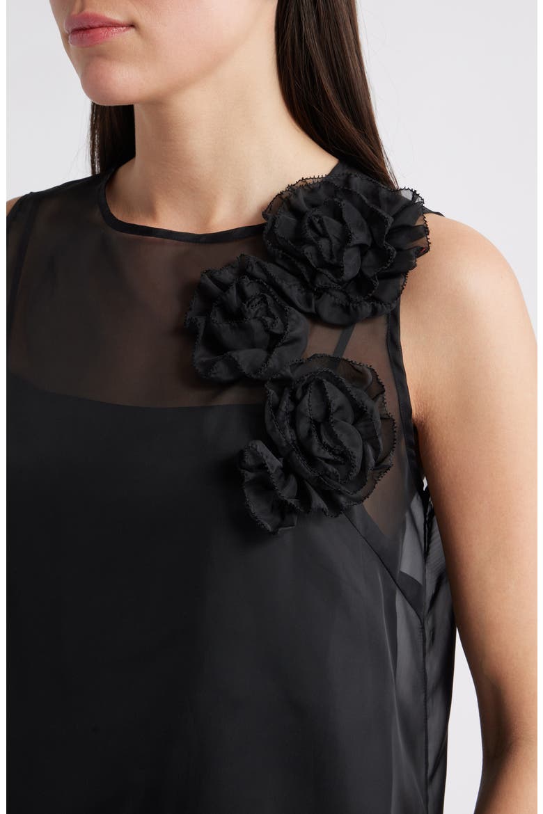Kenia Rosette Cocktail Shift Minidress, Alternate, color, BLACK