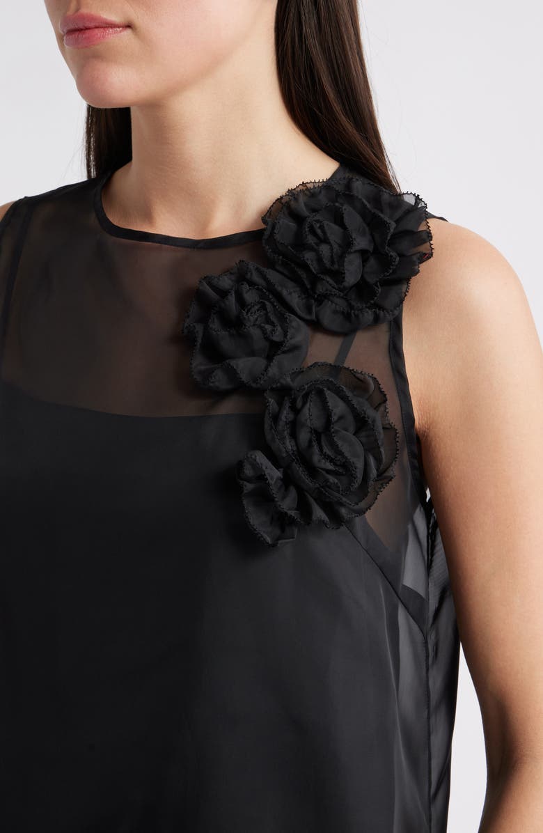 Lucy Paris Kenia Rosette Cocktail Shift Minidress, Alternate, color, Black