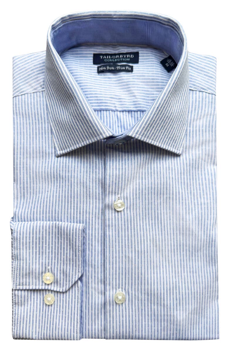 TailorByrd Trim Fit Dobby Stripe Non-Iron Stretch Dress Shirt, Main, color,