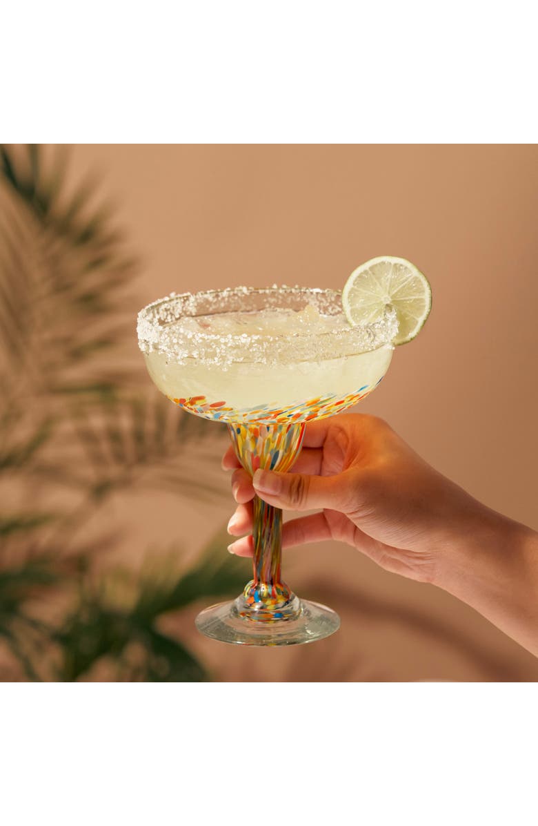 TWINE Segunda Vida Artistico Recycled Margarita Glasses Set of 2, Alternate, color, Multicolor