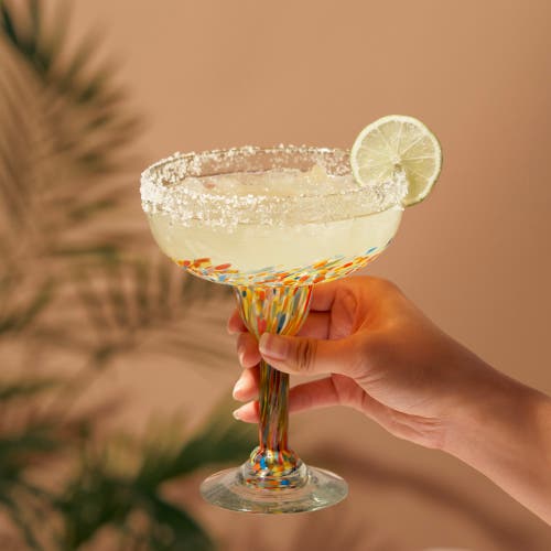 Twine Segunda Vida Artistico Recycled Margarita Glasses Set Of 2 In Multicolor
