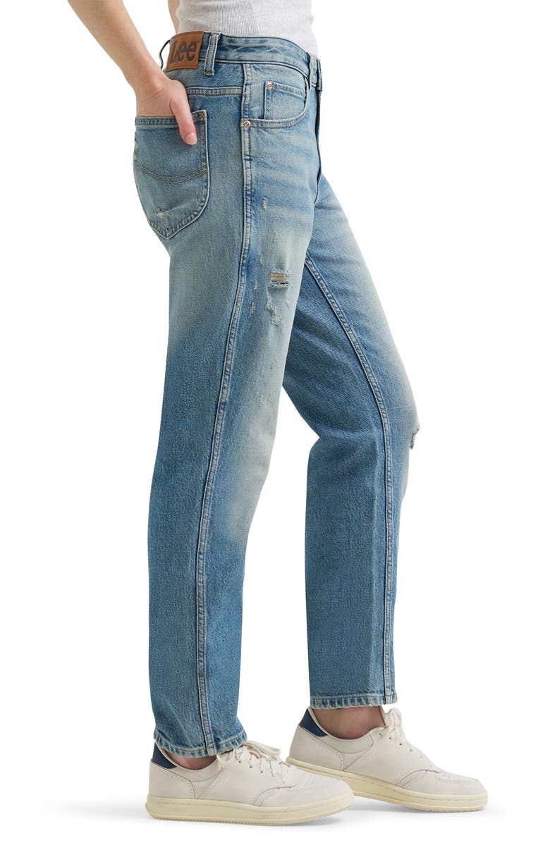 Lee Rider<sup>™</sup> Ripped Slim Straight Leg Jeans, Alternate, color, Light Daze Dx