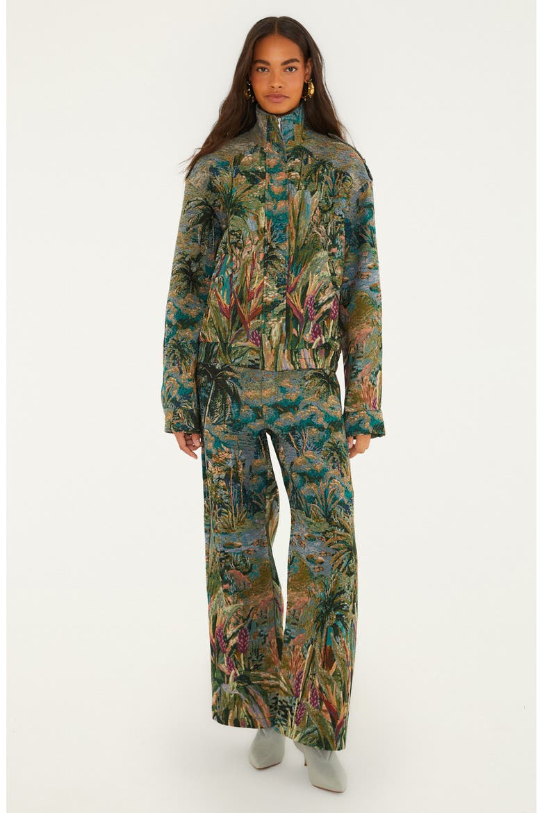 Petricor Jacquard Short Jacket, Alternate, color, GREEN