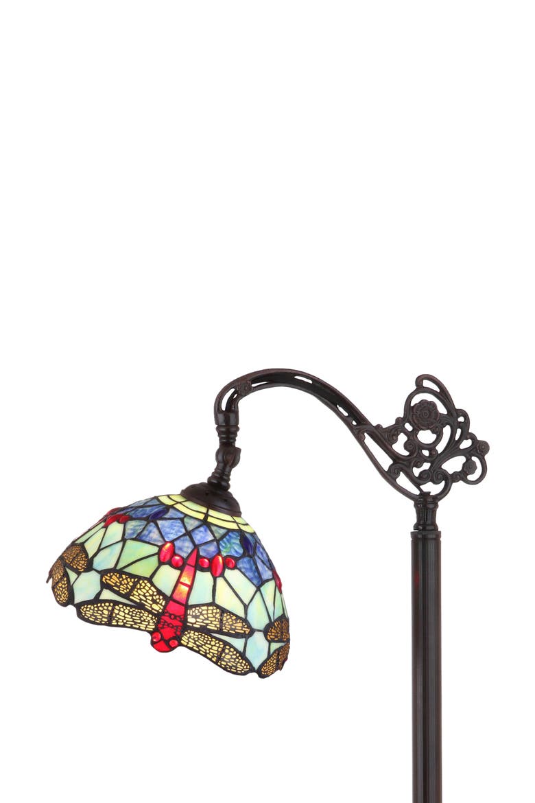 Dragonfly Tiffany-Style 60" Arched LED Floor Lamp, Bronze, Main, color, Bronze