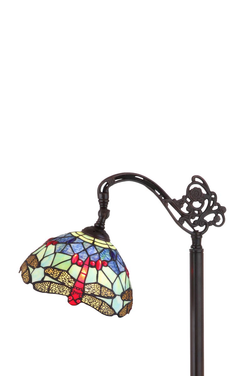 JONATHAN Y Dragonfly Tiffany-Style 60" Arched LED Floor Lamp, Bronze, Main, color, Bronze