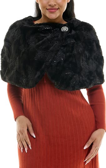 Faux Fur cape/ Coat- Halogen/ Nordstrom. One size. Black shops