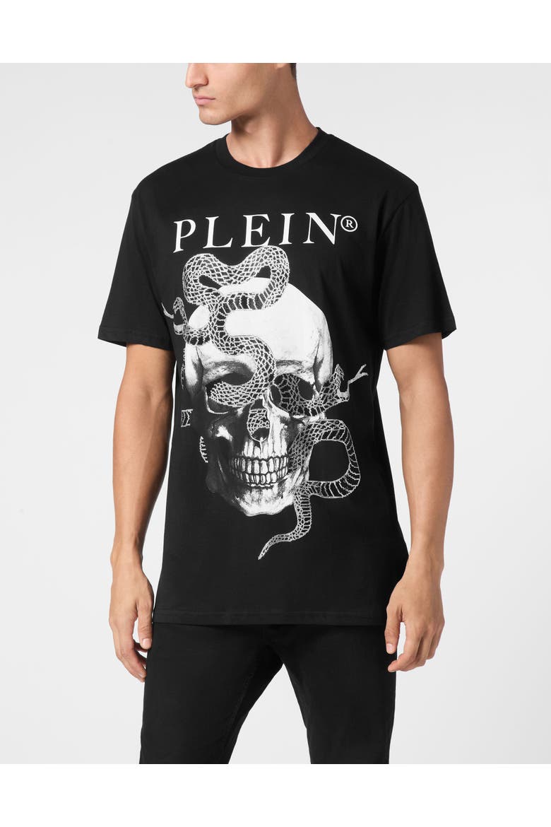 T-Shirt Round Neck Ss Stones Snake Men, Main, color, black