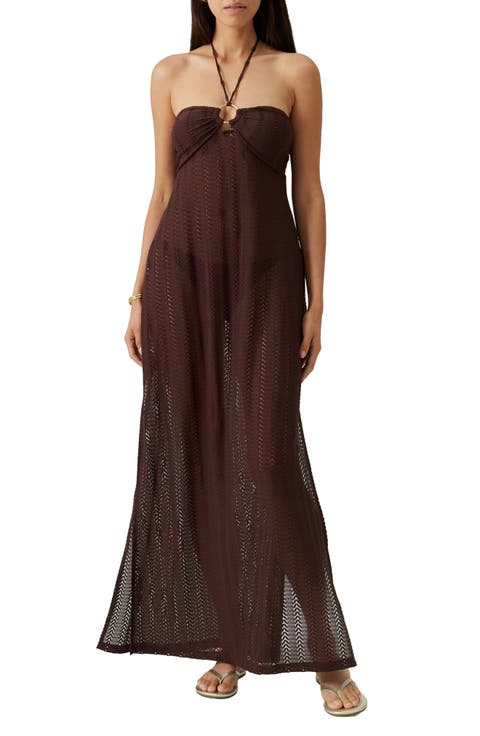 Harriet Pointelle Halter Cover-Up Maxi Dress