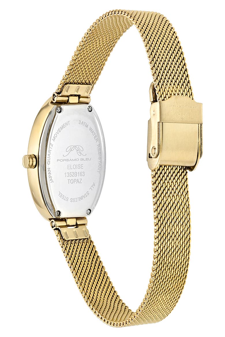 Women's Eloise Oval Guilloche Dial Topaz Stainless Steel Watch, Alternate, color, GOLD/ WHITE