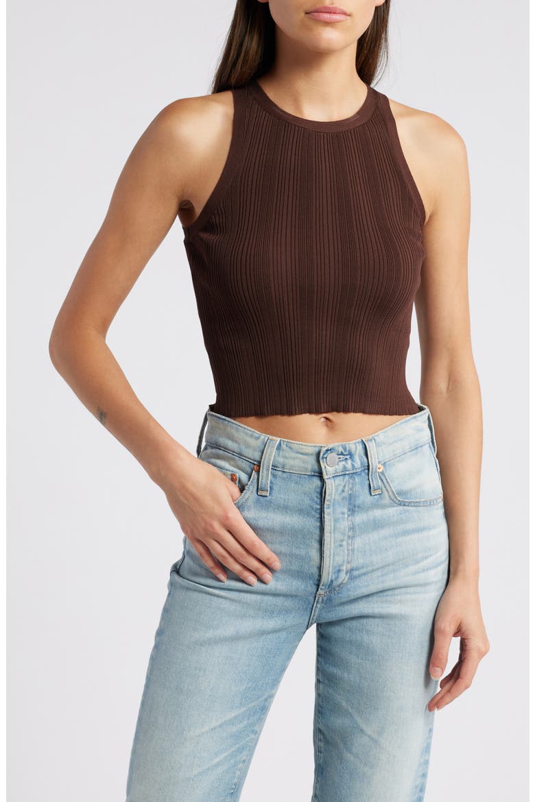 Ribbed Crop Tank, Main, color, ESPRESSO