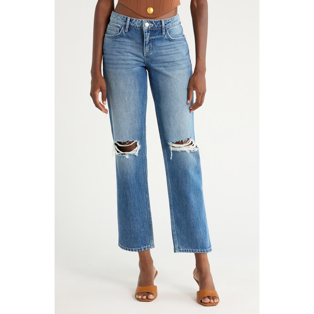 L Agence Nevia Low-rise Distressed Straight Jeans In Brown
