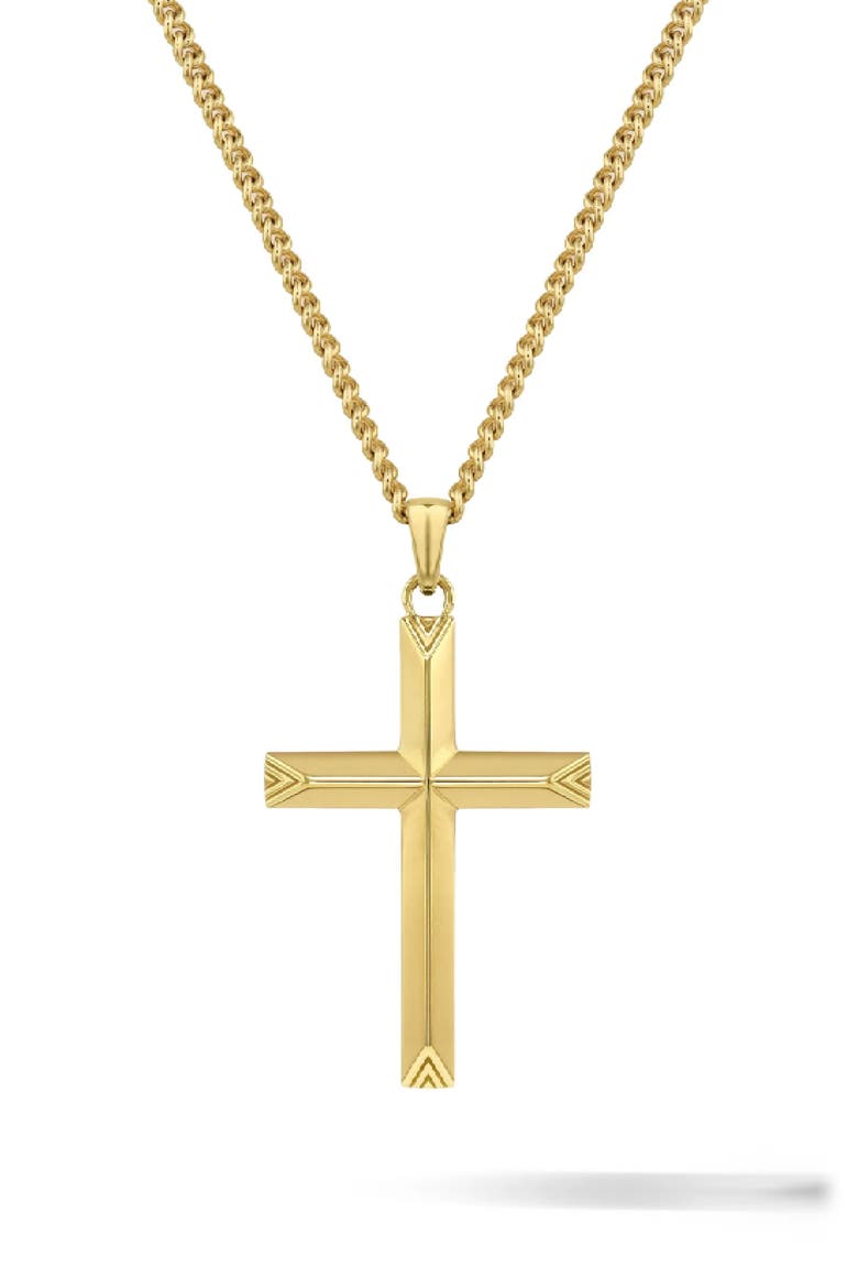 Cross Pendant Necklace, Main, color, 14K GOLD