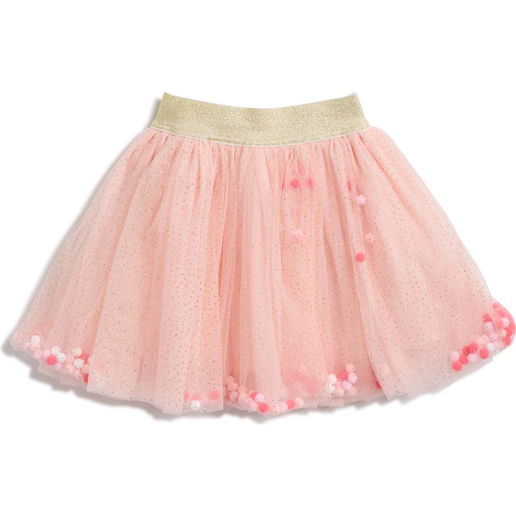 Doe A Dear Kids' Pompom Glitter Mesh Tutu Skirt In Pink