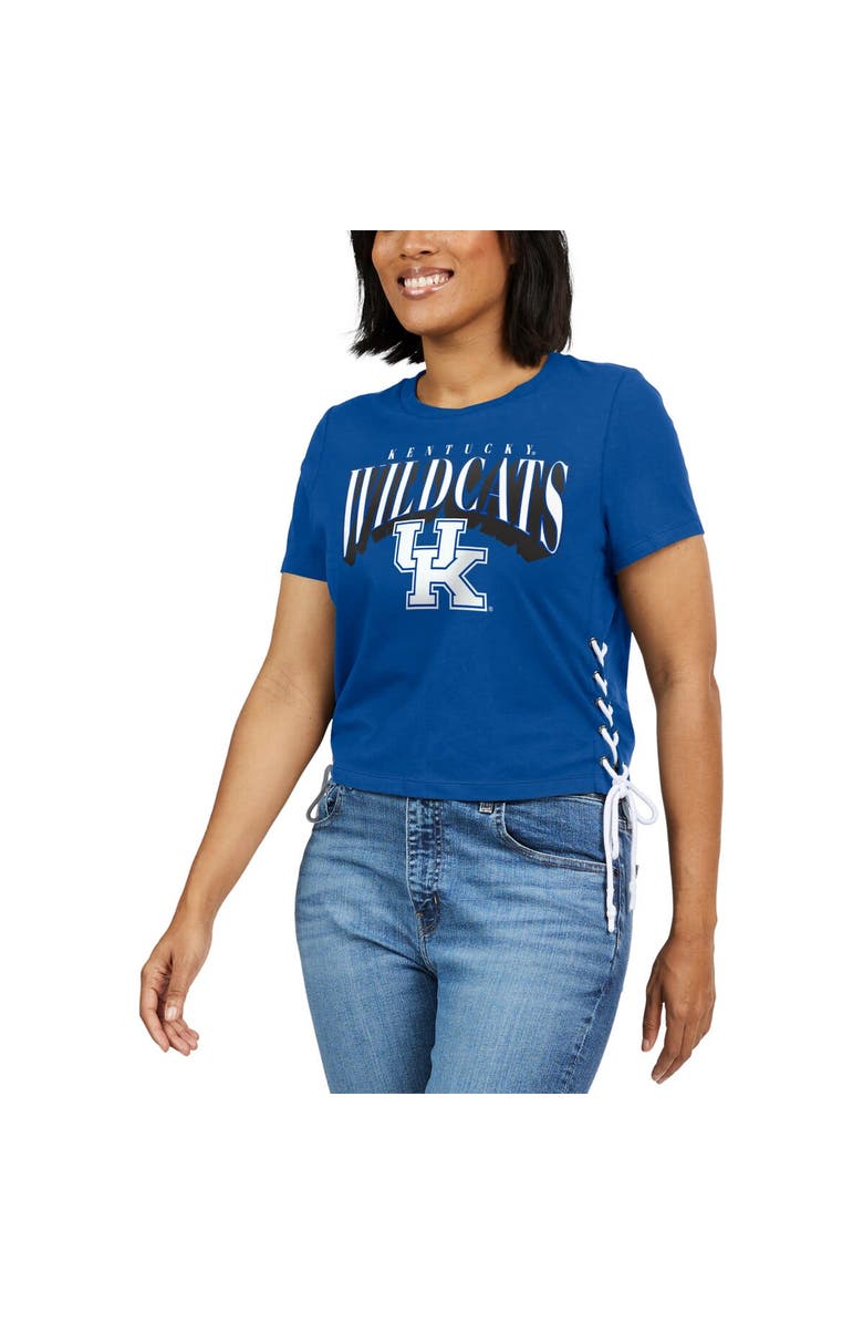 WEAR by Erin Andrews Women's WEAR by Erin Andrews Royal Kentucky Wildcats Side Lace-Up Modest Crop T-Shirt, Alternate, color, Royal