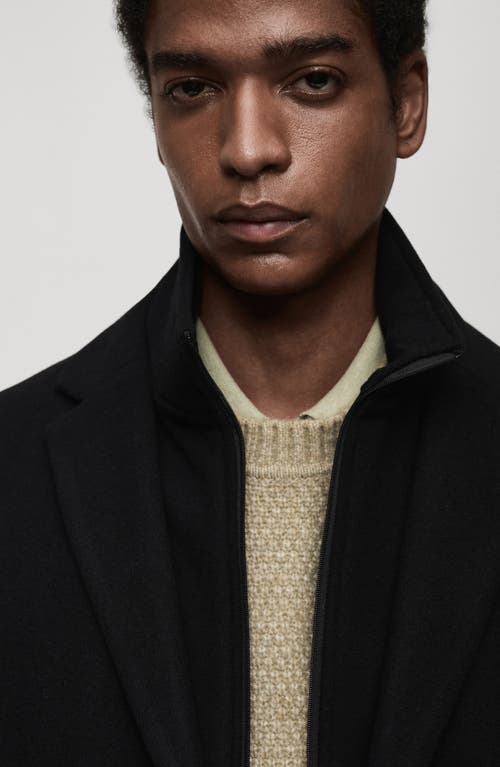 Mango Wool Blend Coat With Removable Bib In Black