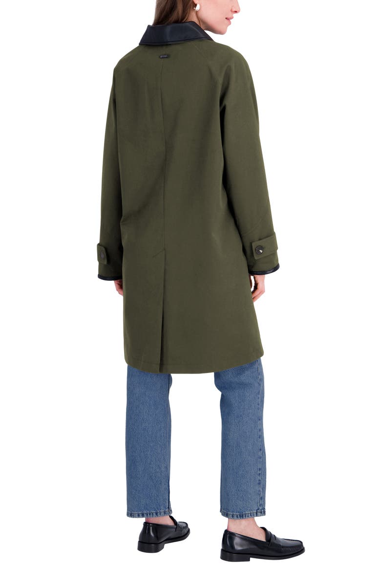 Ingrid Faux Leather Trim Rain Coat, Alternate, color, OLI