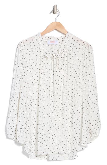 Shop Renee C Polka Dot Neck Tie Blouse In Ivory
