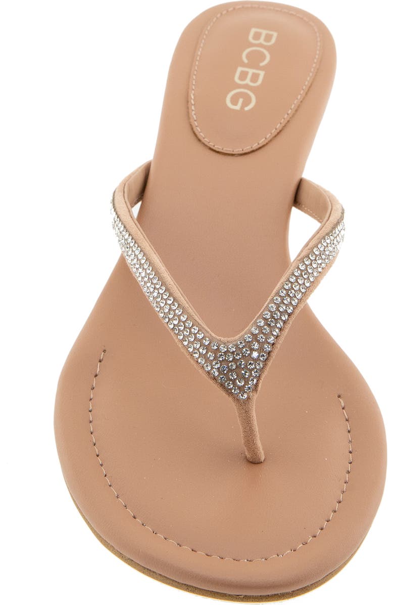 BCBGeneration Iefan Kitten Heel Thong Sandal, Alternate, color, Tan/ Rhinestone