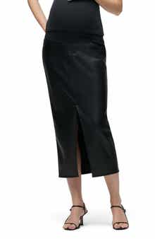 Reconstructed Faux Leather Midi Skirt
