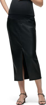 Hudson Jeans Reconstructed Faux Leather Midi Skirt