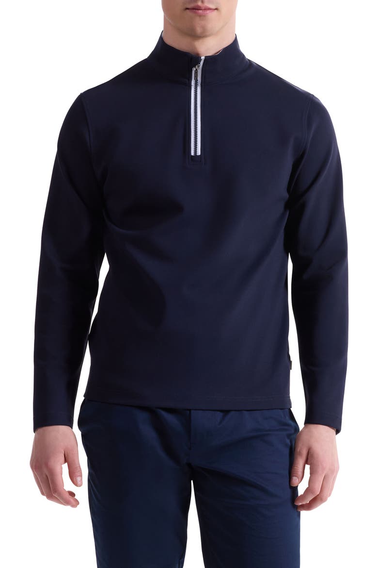 Solid Quarter Zip Pullover, Main, color, NAVY