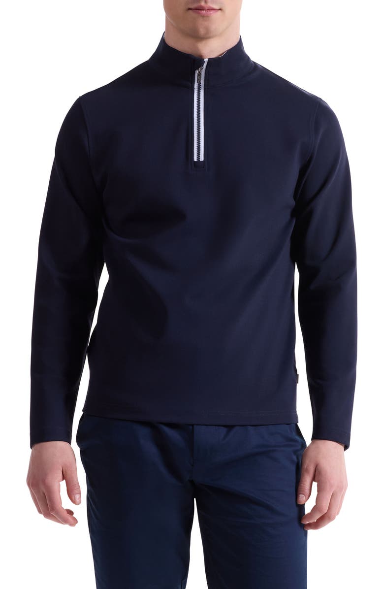 Bugatchi Solid Quarter Zip Pullover, Main, color, Navy