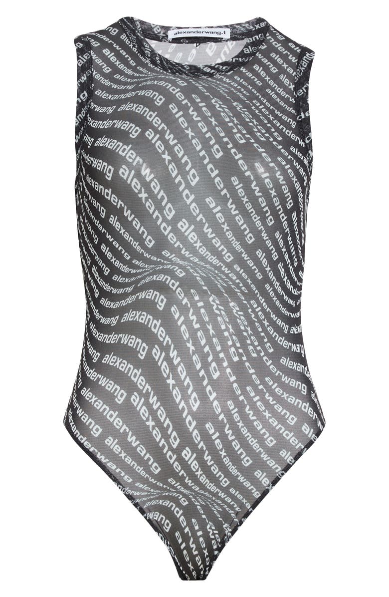 Alexander Wang Sheer Logo Bodysuit, Alternate, color, 