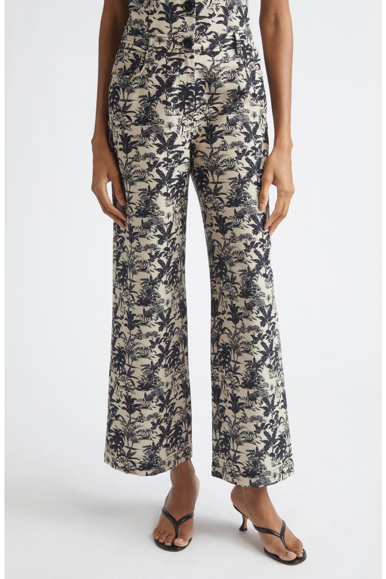 Blaire Tropical Print Wide Leg Pants, Main, color, JET/ NATURAL