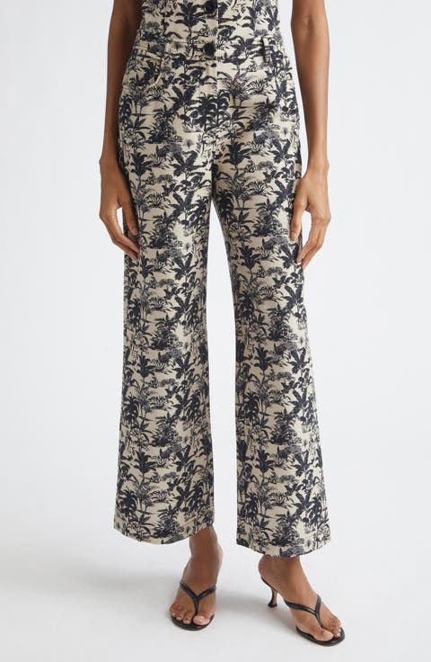 Blaire Tropical Print Wide Leg Pants