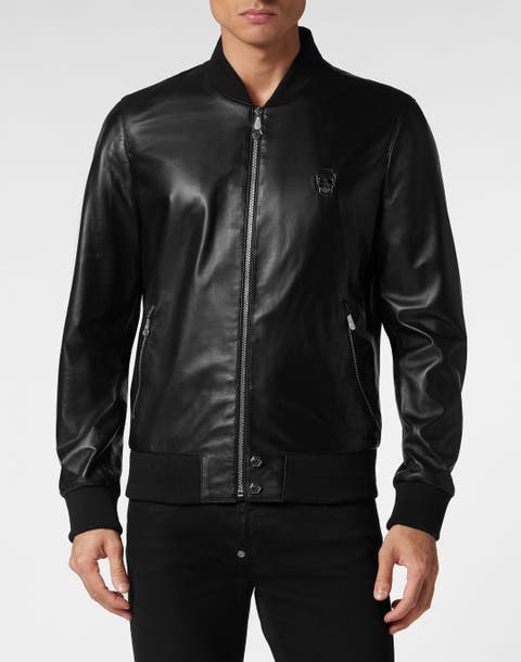 Skull Nappa Leather Bomber Jacket Skull Men